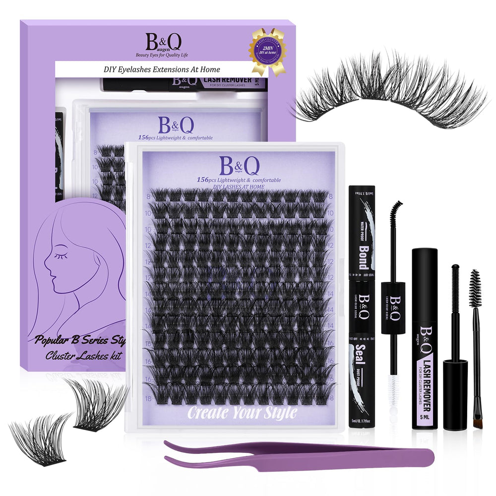 B&Qaugen Wispy Lash Clusters Kit B02 packaging for easy at-home lash setups.