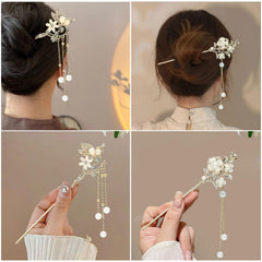 BQSAZHYJ flor Magnolia palillo para cabello, toque vintage duradero