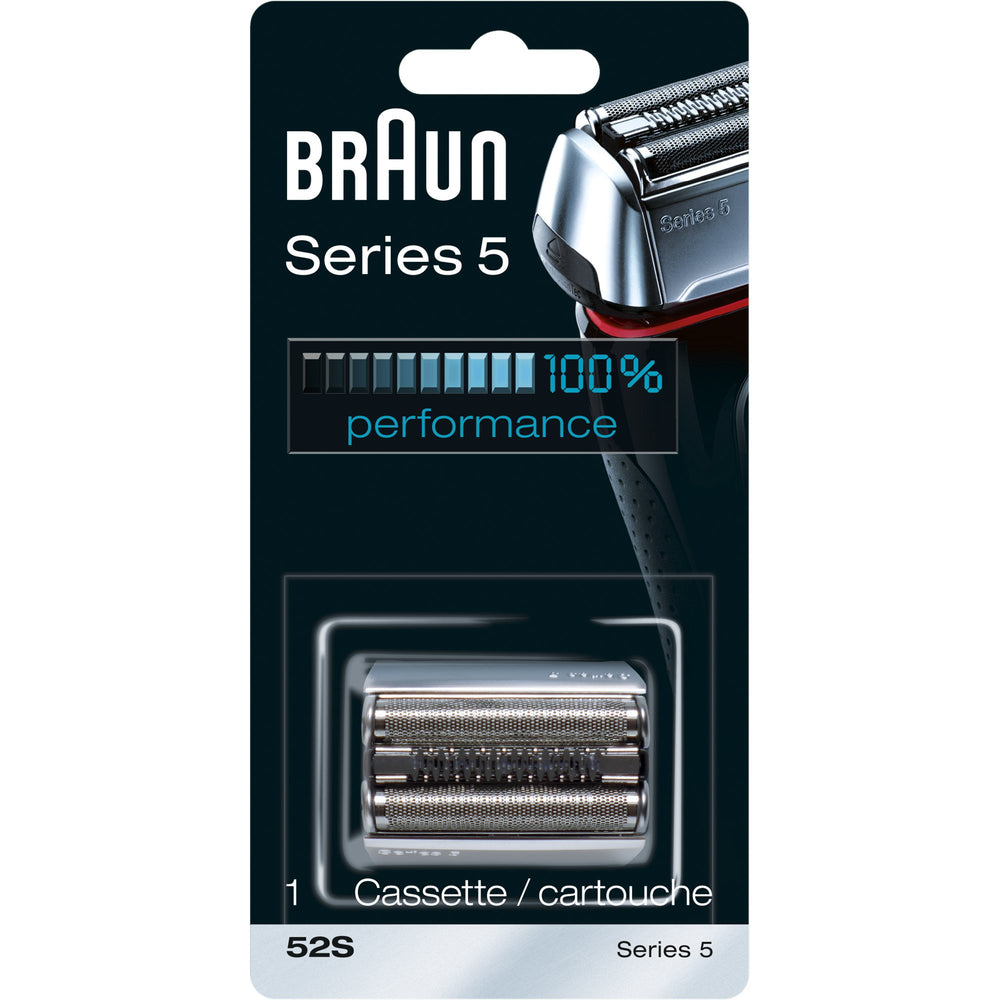 Braun 52S replacement head close-up showing precision foils for Series 5 for smoother shaves