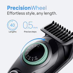Braun 3450 hair comb close-up showing length options for hair trimming