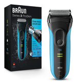 Braun Series 3 razor close shave view highlighting the three blades.