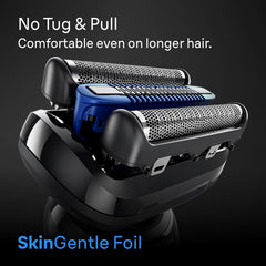 Braun Series 6 SkinGentle foil protects skin during close shave.