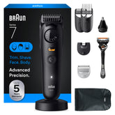 Braun Series 7 Pro all-in-one trimmer close-up for precise grooming.