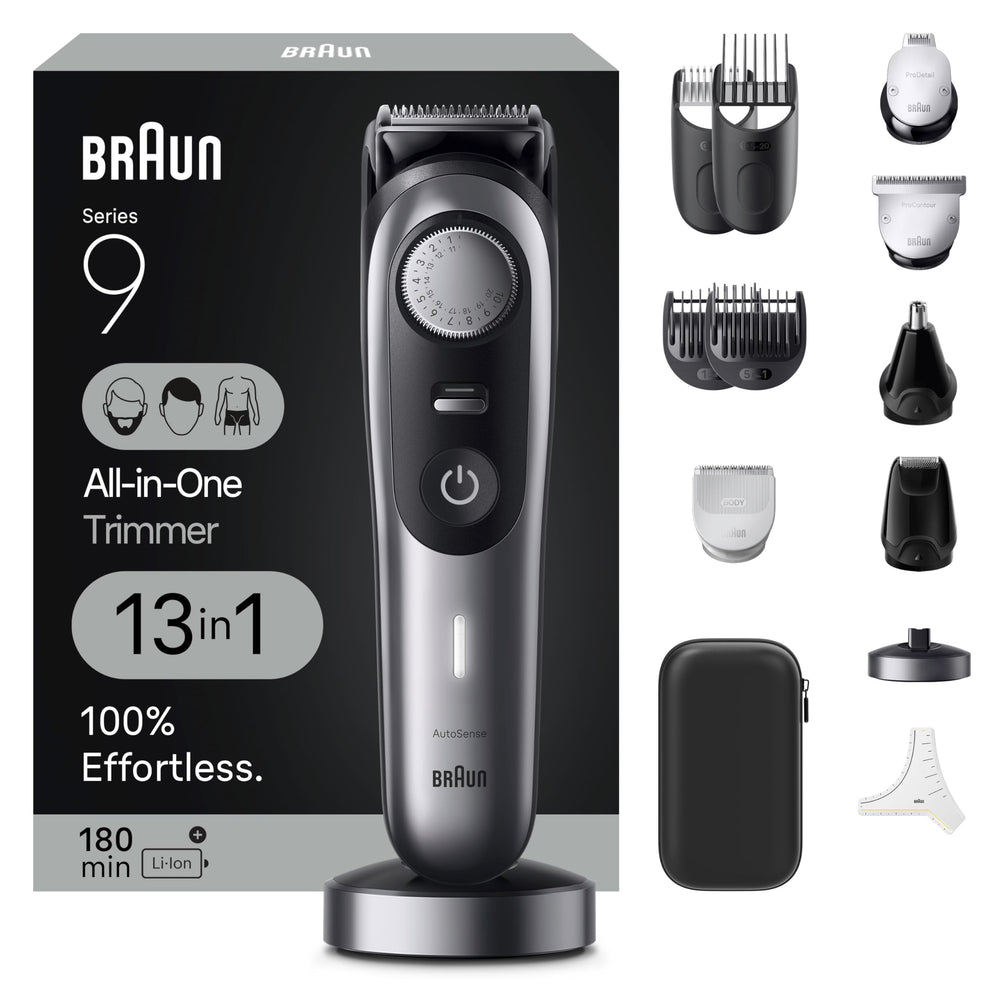 Braun Series 9 13-in-1 kit front view for versatile grooming