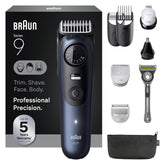 Braun Series 9 Pro trimmer close-up for precise beard shaping and edge definition.