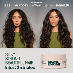BRAZIL EDITION Restorative Peptide Hair Mask texture closeup shows creamy, nourishing formula.