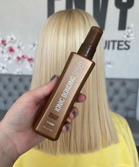 Brazilian Blowout Ionic Bonding Spray cap-dispense action demonstrates easy use