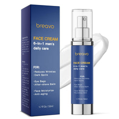 Breavo 6 en 1 crema para hombre, empaque compacto para la rutina diaria.