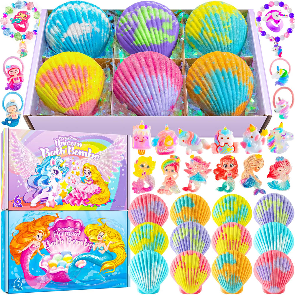 BreezeDream bomba de baño concha dúo: caja doble regalo para niñas