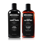 Brickell Daily Relieving Shampoo bottle pour promotes a clean, refreshed scalp.