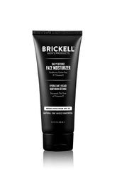 Brickell Men's Daily Defense SPF20 bottle pour demonstrates quick absorption for daily facial protection.