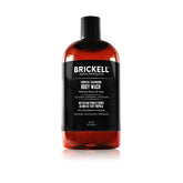 Brickell Men's Invigorating Body Wash bottle with natural aloe and jojoba for daily cleansing.