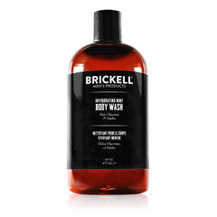 Brickell Men's Invigorating Mint Body Wash bottle for a refreshing, deep-clean shower.
