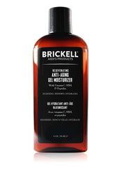Brickell Men's Rejuvenating Gel bottle close-up showing premium organic hydration benefits.