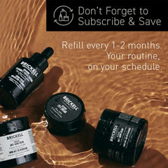 Close-up of the unscented Brickell eye cream jar for eye-area care