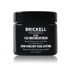 Brickell Men's Retinol Face Moisturizer jar shows fragrance-free night care for smoother skin.