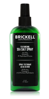 Brickell Men's Texturizing Sea Salt Spray bottle for natural beach texture.