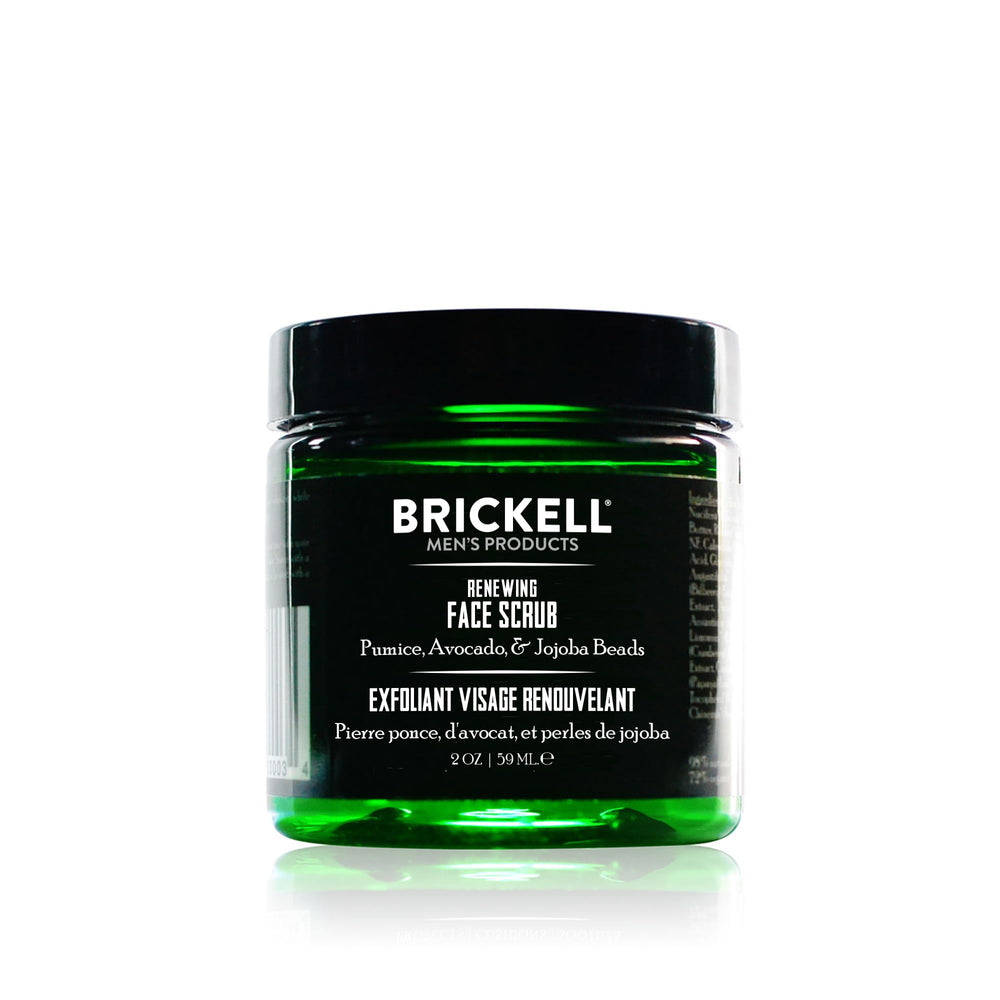 Brickell Renewing Face Scrub, frasco de 2 onzas, exfoliación suave para piel limpia.