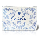 Bride Squad Bride makeup bag logo showcases timeless bridal charm and organizes essentials.