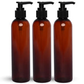 BRIGHTFROM 8 oz amber lotion pump bottle with black dispenser for controlled pours