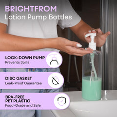 Brightfrom two-pack empty bottles with pumps ready for easy organization and multi-product use.