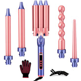 Brightup PRO 5-in-1 wand with LCD display for precise heat control and styling versatility.