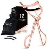 Brilliant Beauty Eyelash Curler with hinge design for a pinch-free, dramatic curl.
