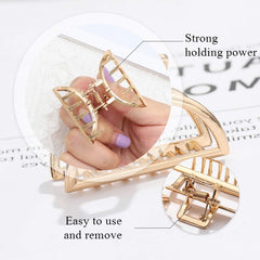 Brinie gold square-design hair clip adds stylish hold with gentle grip.