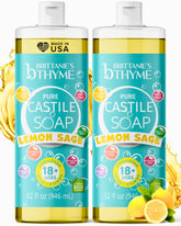 Brittanie's Thyme Jabón Castile limón-salvia, botella 32oz para uso múltiple