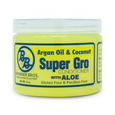 Bronner Bros B&B Super Gro acondicionador en botella con argán, coco y aloe para brillo.