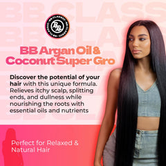 Detalle de ingredientes de Bronner Bros B&B Super Gro para hidratación capilar.