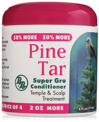 Bronner Bros Pine Tar Super Gro bottle shown for scalp conditioning and hair nourishment
