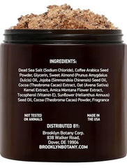 Brooklyn Botany Arabica Coffee Body Scrub jar close-up with creamy scrub.