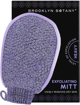 Brooklyn Botany exfoliating mitt for bath use delivering gentle skin renewal.