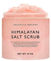 Brooklyn Botany Himalayan Salt Scrub bottle highlights mineral-rich exfoliation for smoother skin.