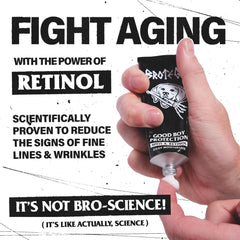 Brotege moisturizer label close-up showing SPF15 and retinol.