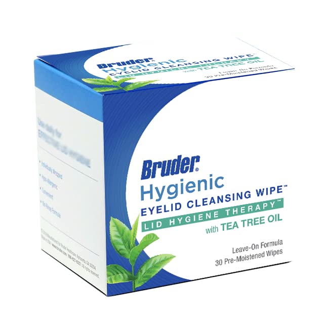 Bruder toallitas higienizantes para párpados con aceite de arbol de te, caja para uso diario.