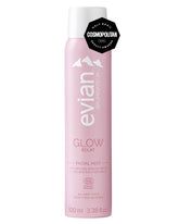 Evian Glow bruma para rostro: botella spray para hidratación rápida de la piel.