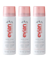 BRUMISATEUR Evian travel trio bottles for on-the-go hydration and refreshment.