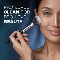 Brush Clean Pro Original brush dip shows deep-clean power for waterproof makeup buildup.