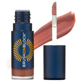 Brush On Block lip oil with SPF 30, mineral protection and glossy finish.