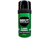 BRUT Classic Round Stick packaging two-pack with odor protection for daily use.