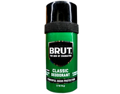 BRUT Classic Round Stick packaging two-pack with odor protection for daily use.