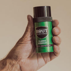 BRUT deodorant stick application, mess-free and easy to use