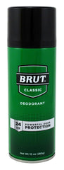 Brut desodorante aerosol clásico 10 oz con etiqueta clara para protección diaria