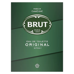 Brut Original edt spray bottle showing a classic masculine fragrance for daily wear.