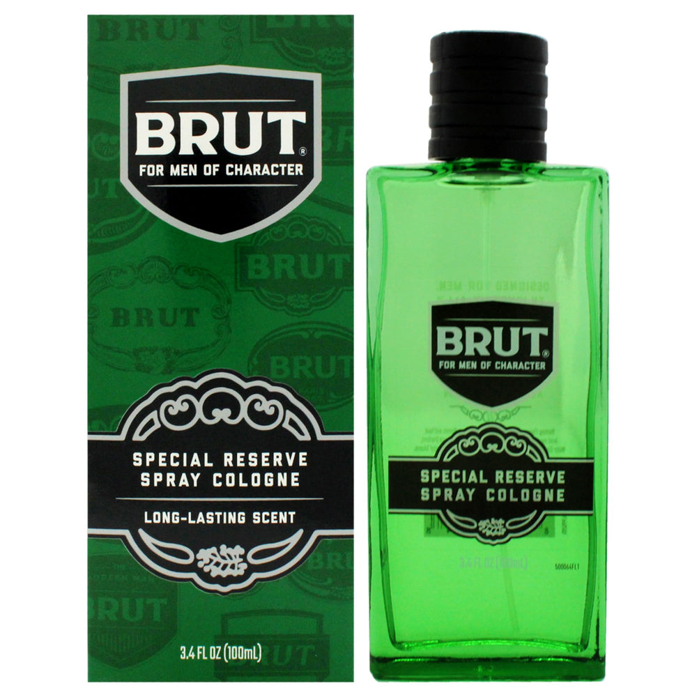 Brut Special Reserve bottle front view, bold masculine scent for everyday confidence.