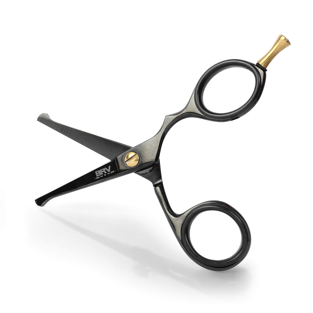 BRV MEN rounded-tip scissors for nose hair precision grooming.