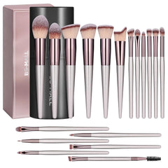 BS-MALL 18-piece makeup brush set in a black case for organized on-the-go makeup