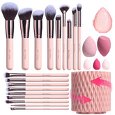 BS-MALL makeup brushes with pink wooden handles for precise blending